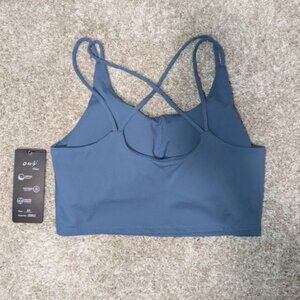 NWT Otos Active Blue Strappy Cross Back Crop Top Bra Tank Med Workout Athletic